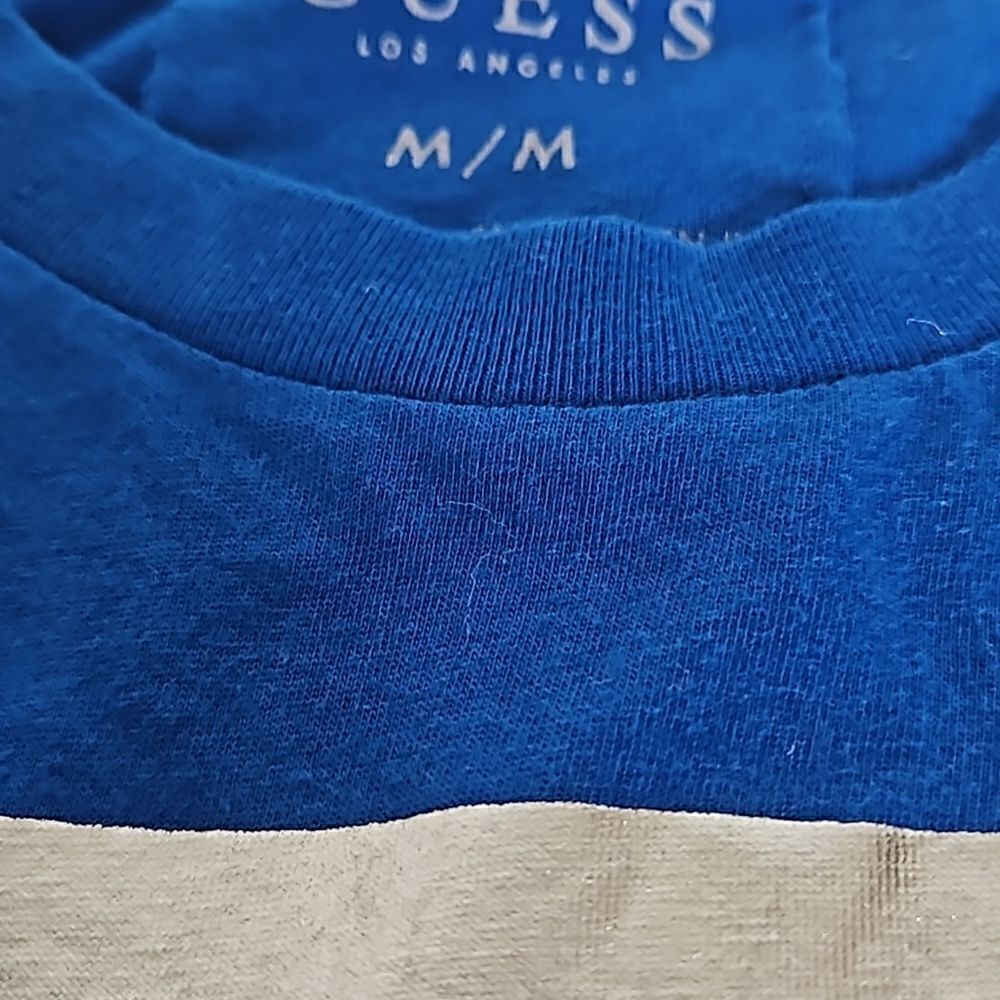 Guess Men's Logo Short Sleeves T-Shirt Medium Royal Blue/ Silver - Picture 16 of 16